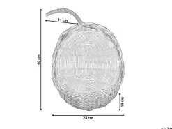 Cesto De Parede Em Forma De Maca Em Rattan Natural Makonde