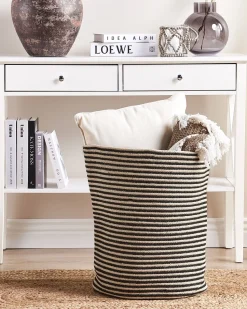 Cesto Em Algodao Creme E Preto Yerkoy