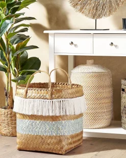 Cesto Em Bambu Natural 40 X 40 Cm Mesuji