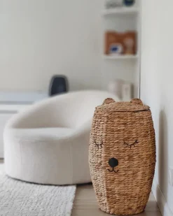 Cesto Em Forma De Urso Em Fibra De Jacinto De Agua Cor Natural Sambur