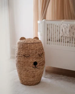 Cesto Em Forma De Urso Em Fibra De Jacinto De Agua Cor Natural Sambur