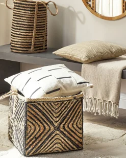 Cesto Em Juta Natural Creme E Preta Kolhapur