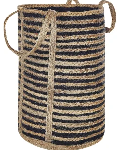 Cesto Em Juta Natural Creme E Preta Jhansi