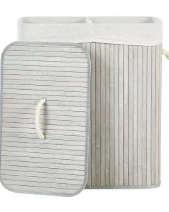 Cesto Em Madeira De Bambu Cinzenta 60 Cm Kandy