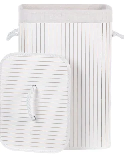 Cesto Em Madeira De Bambu Branca 60 Cm Komari