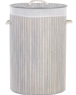 Cesto Em Madeira De Bambu Cinzenta 60 Cm Sannar