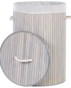 Cesto Em Madeira De Bambu Cinzenta 60 Cm Sannar