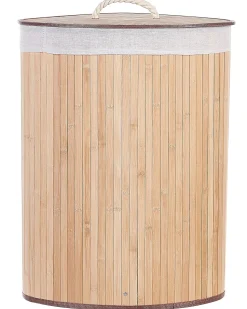 Cesto Em Madeira De Bambu Castanha Clara E Branca 60 Cm Matara