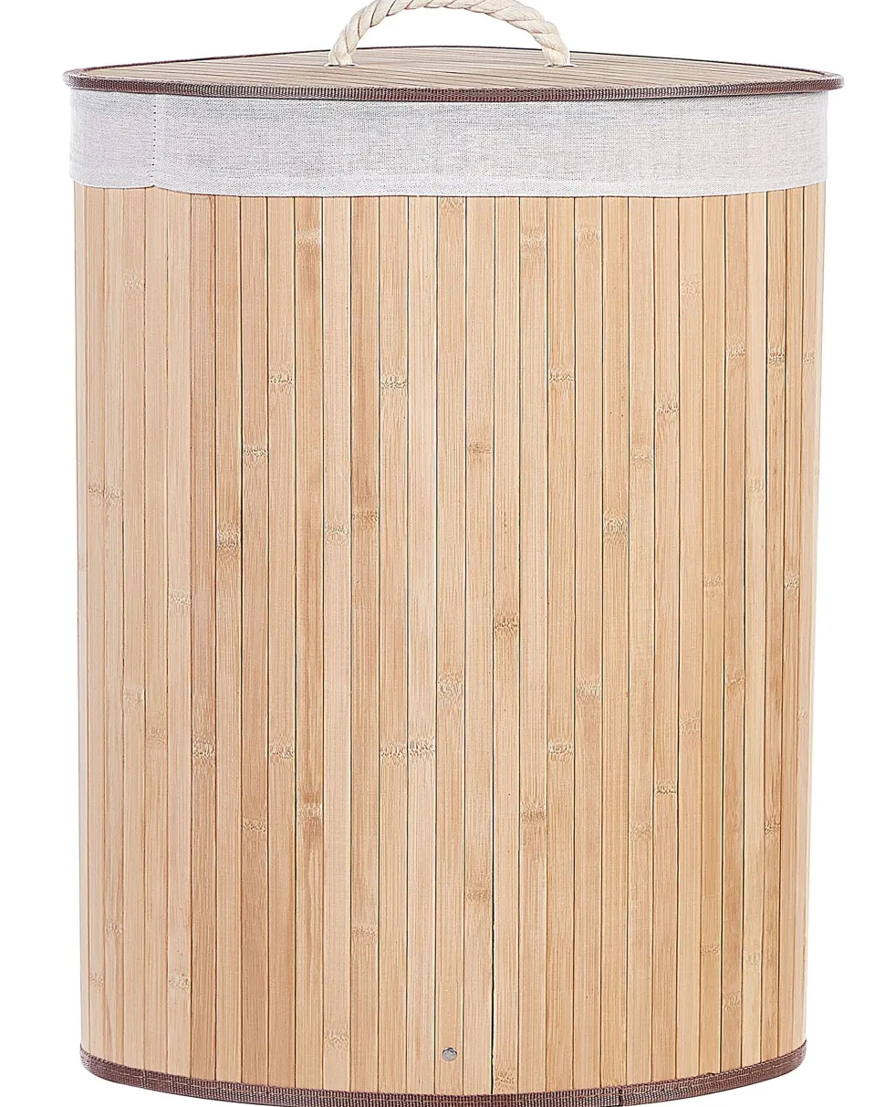 Cesto Em Madeira De Bambu Castanha Clara E Branca 60 Cm Matara