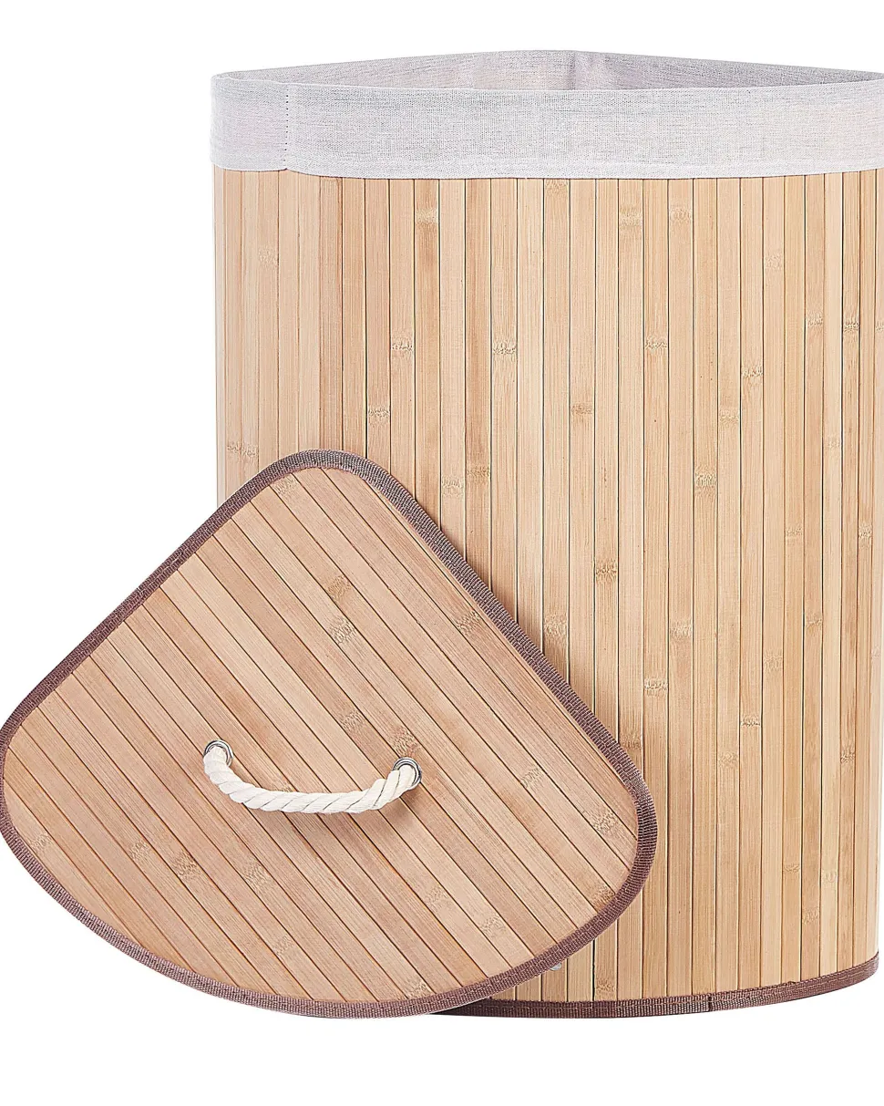 Cesto Em Madeira De Bambu Castanha Clara E Branca 60 Cm Matara