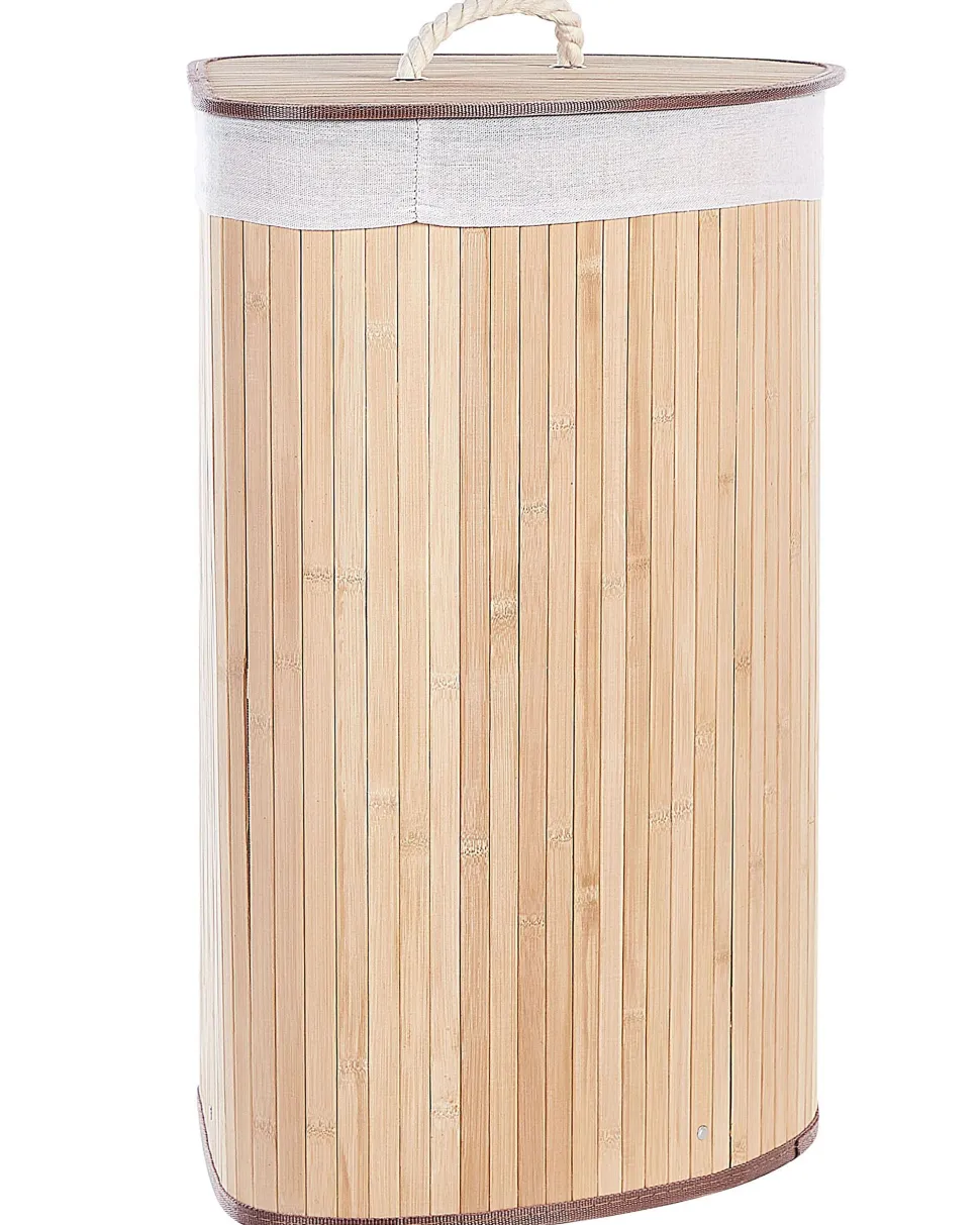 Cesto Em Madeira De Bambu Castanha Clara E Branca 60 Cm Matara