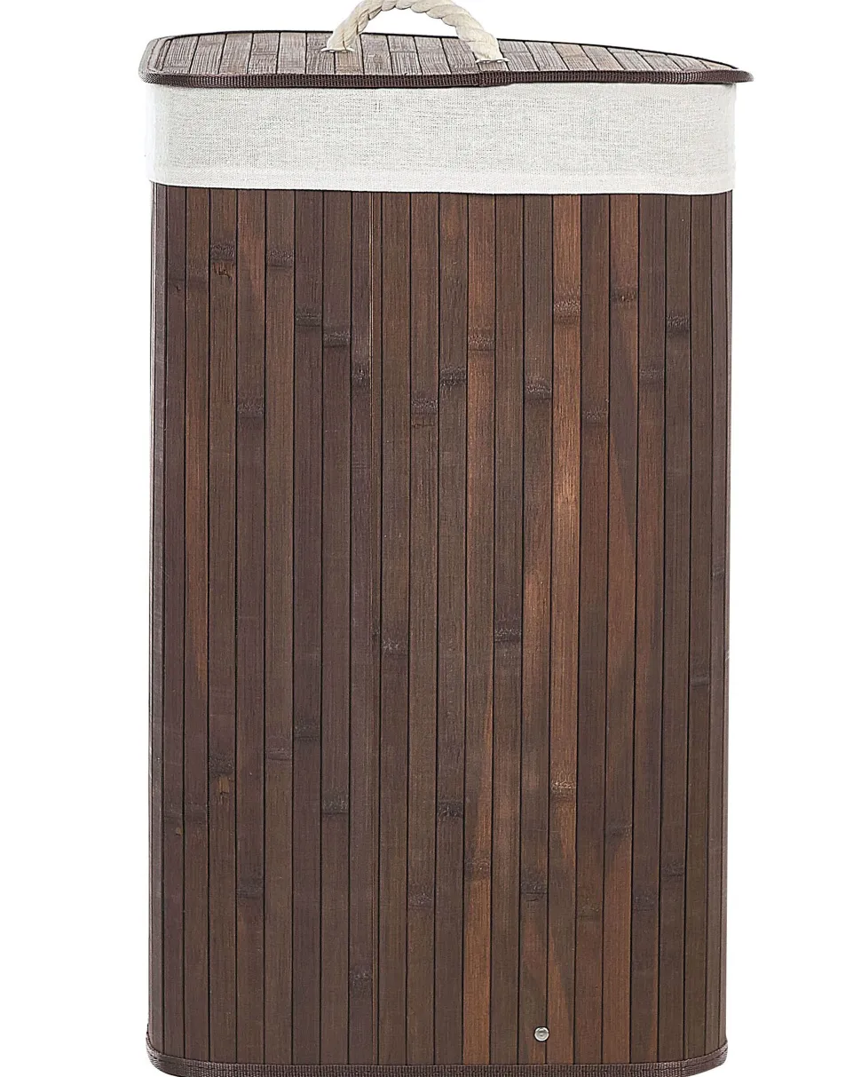 Cesto Em Madeira De Bambu Castanha Escura E Branca 60 Cm Matara