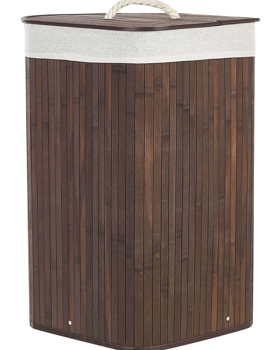 Cesto Em Madeira De Bambu Castanha Escura E Branca 60 Cm Matara
