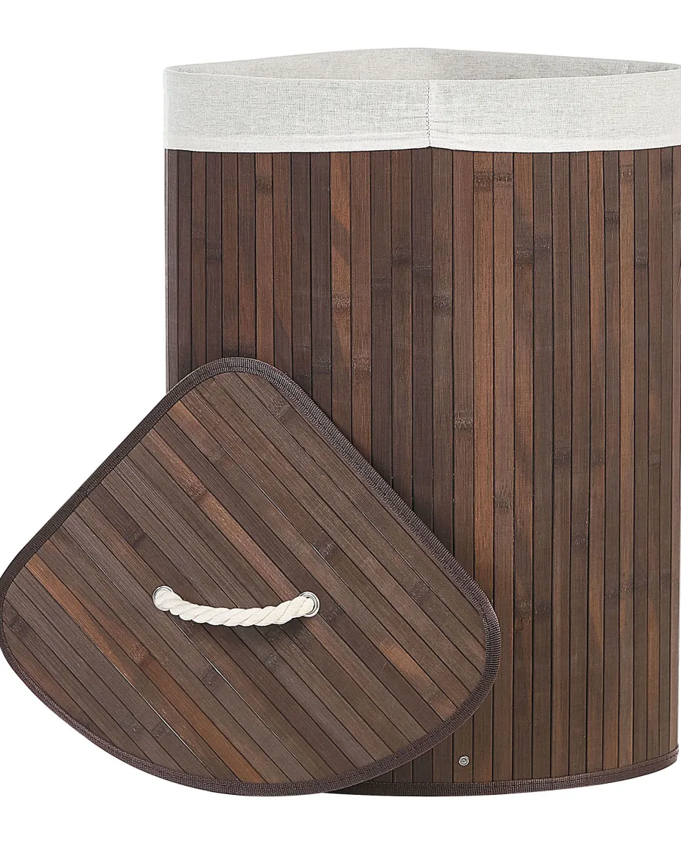 Cesto Em Madeira De Bambu Castanha Escura E Branca 60 Cm Matara