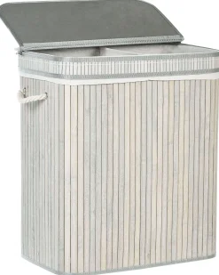 Cesto Em Madeira De Bambu Cinzenta 60 Cm Kalthota