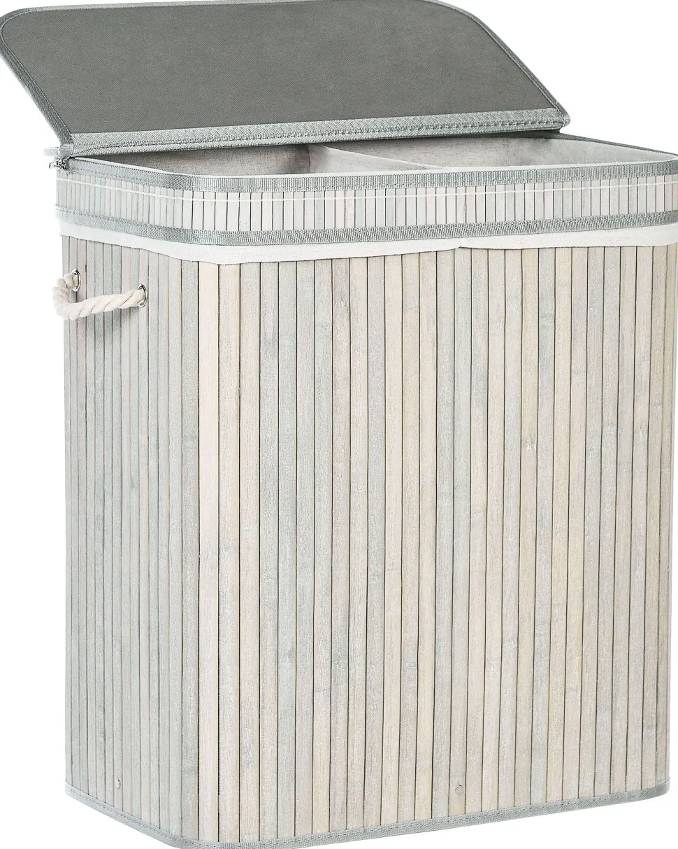 Cesto Em Madeira De Bambu Cinzenta 60 Cm Kalthota