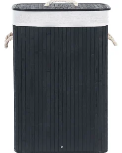 Cesto Em Madeira De Bambu Preta E Branca 60 Cm Komari