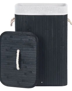 Cesto Em Madeira De Bambu Preta E Branca 60 Cm Komari