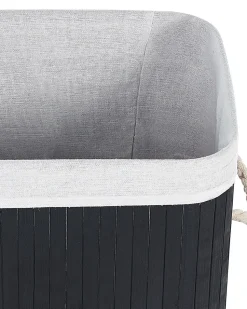 Cesto Em Madeira De Bambu Preta E Branca 60 Cm Komari
