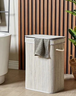 Cesto Em Madeira De Bambu Cinzenta 60 Cm Kalutara