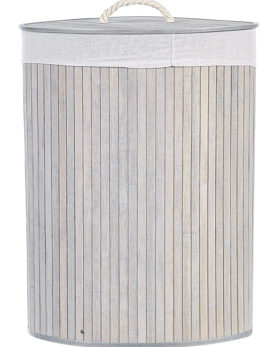 Cesto Em Madeira De Bambu Cinzenta Clara E Branca 60 Cm Matara