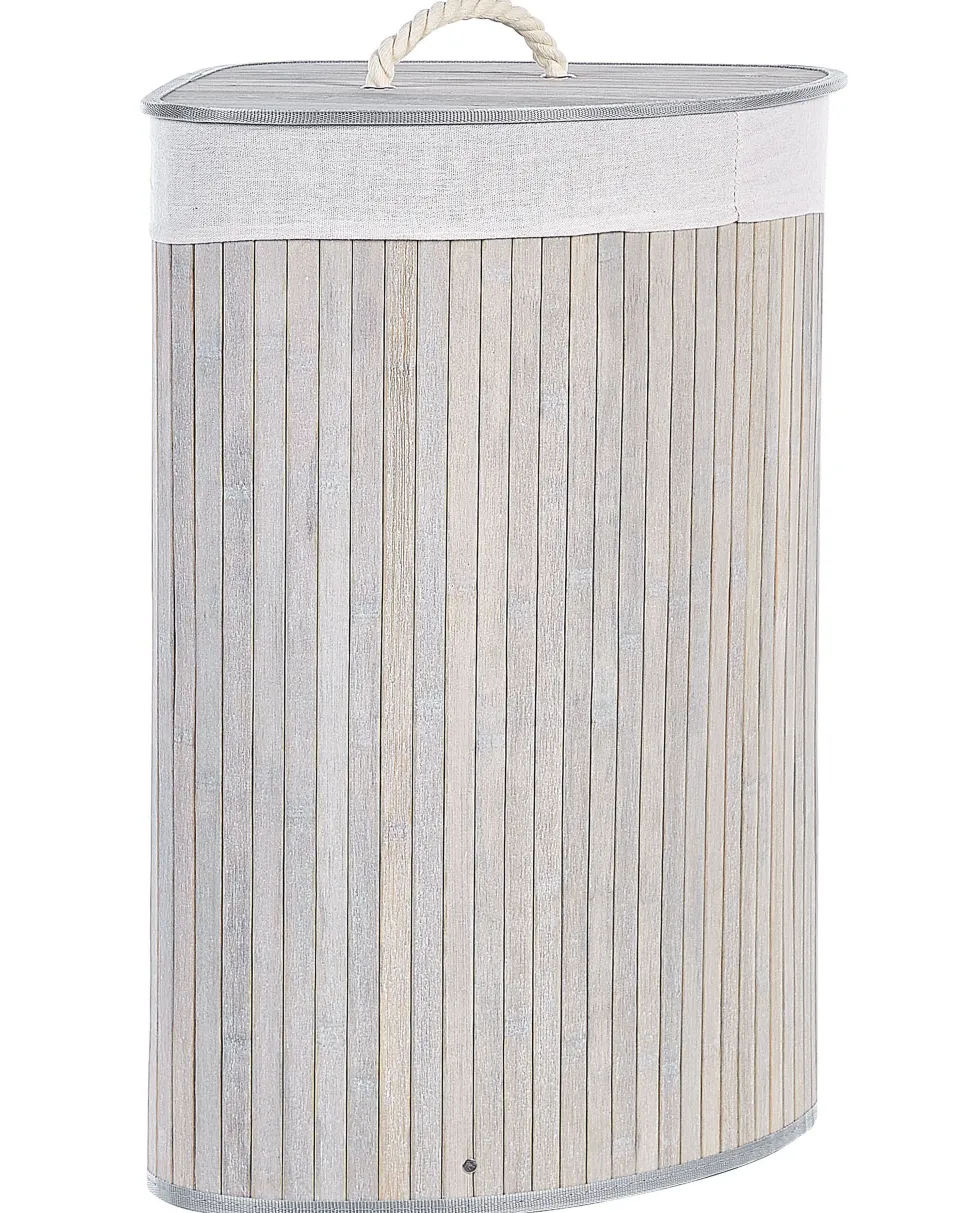 Cesto Em Madeira De Bambu Cinzenta Clara E Branca 60 Cm Matara