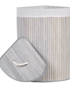 Cesto Em Madeira De Bambu Cinzenta Clara E Branca 60 Cm Matara