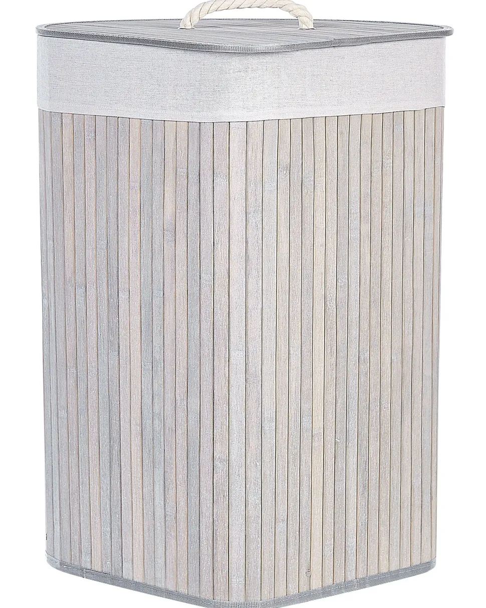 Cesto Em Madeira De Bambu Cinzenta Clara E Branca 60 Cm Matara