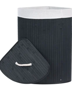 Cesto Em Madeira De Bambu Preta E Branca 60 Cm Matara