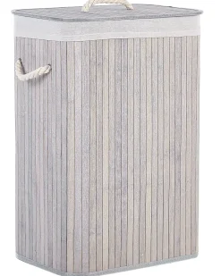Cesto Em Madeira De Bambu Cinzenta Clara E Branca 60 Cm Komari
