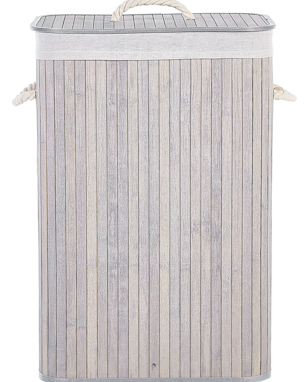 Cesto Em Madeira De Bambu Cinzenta Clara E Branca 60 Cm Komari