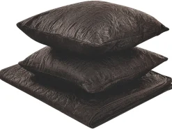 Colcha Com Relevo E Duas Almofadas Castanhas 220 X 240 Cm Rayen