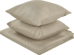 Colcha Com Relevo E Duas Almofadas Taupe 200 X 220 Cm Shush