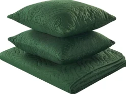 Colcha Com Relevo E Duas Almofadas Verdes 140 X 210 Cm Babak