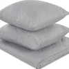 Colcha Com Relevo E Duas Almofadas Cinzentas 140 X 210 Cm Alamut