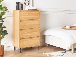 Comoda Com 4 Gavetas Cor De Madeira Clara Nikea