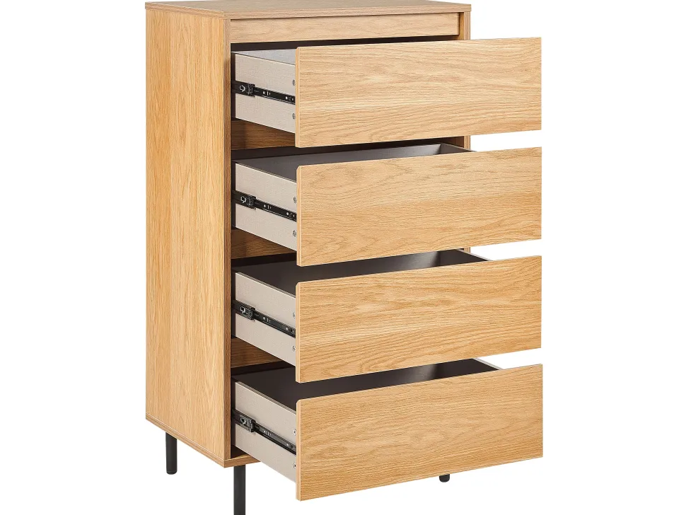 Comoda Com 4 Gavetas Cor De Madeira Clara Nikea