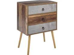 Comoda Com 3 Gavetas Cor De Madeira Escura E Cinzenta Batley