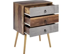 Comoda Com 3 Gavetas Cor De Madeira Escura E Cinzenta Batley