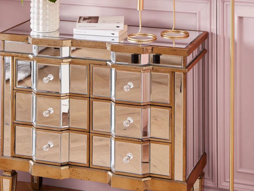 Comoda Com 6 Gavetas Em Efeito Espelhado Mozela