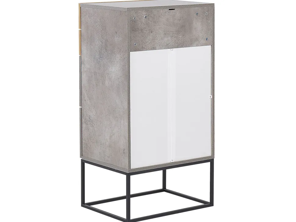 Comoda Com 4 Gavetas Em Efeito De Concreto E Cor De Madeira Clara Acra