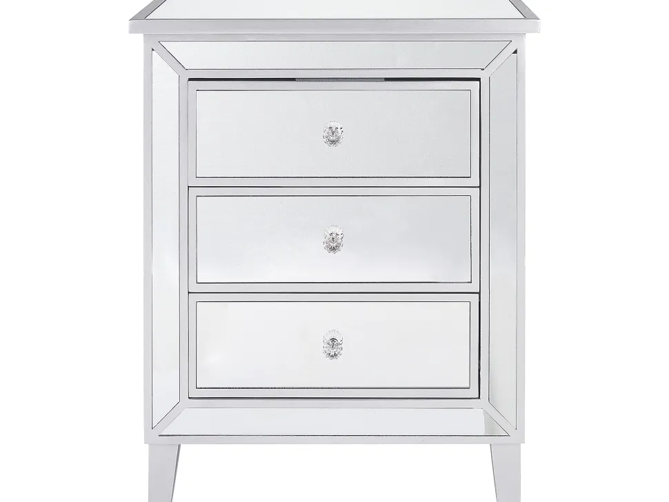 Comoda Com 3 Gavetas Em Efeito Espelhado Prateado Breves