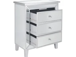 Comoda Com 3 Gavetas Em Efeito Espelhado Prateado Breves