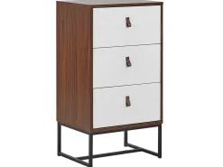 Comoda Com 3 Gavetas Em Madeira Escura E Branca Nueva