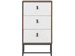 Comoda Com 3 Gavetas Em Madeira Escura E Branca Nueva