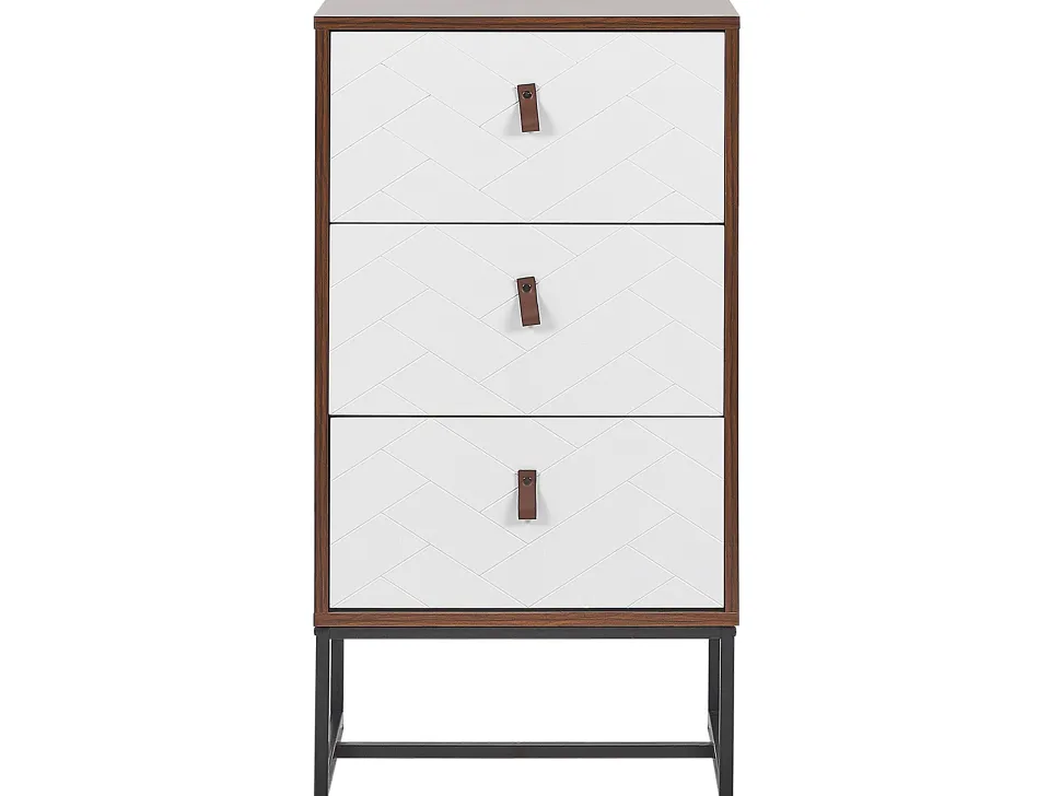 Comoda Com 3 Gavetas Em Madeira Escura E Branca Nueva