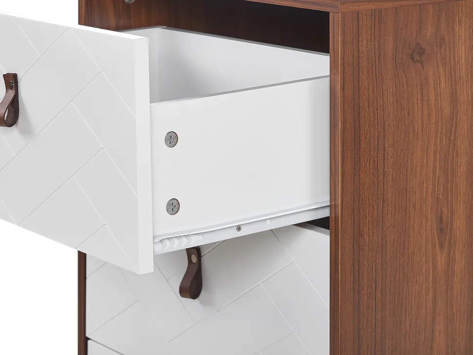 Comoda Com 3 Gavetas Em Madeira Escura E Branca Nueva