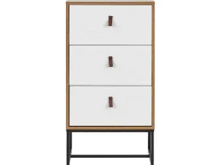 Comoda Com 3 Gavetas Em Madeira Clara E Branca Nueva