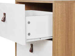 Comoda Com 3 Gavetas Em Madeira Clara E Branca Nueva