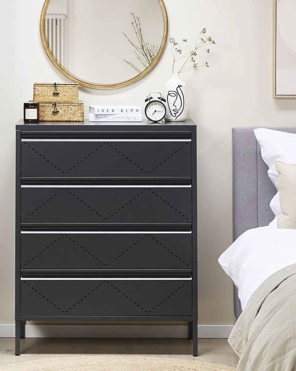 Comoda Com 4 Gavetas Em Metal Preto Matana